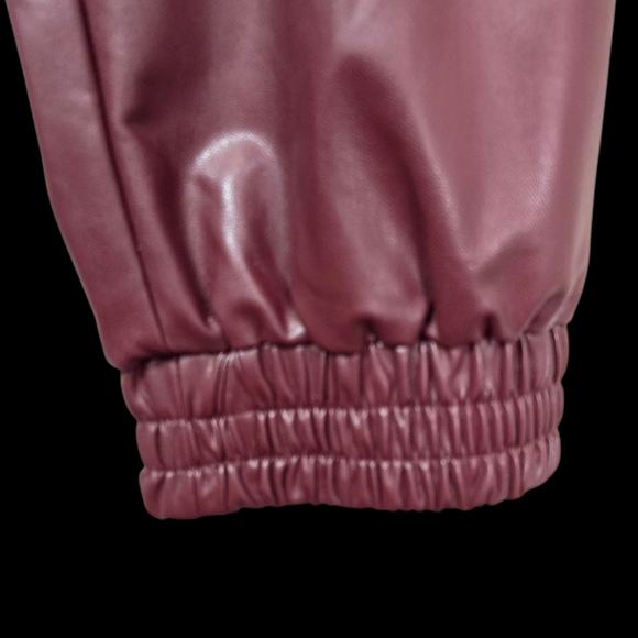 Cleo Burgundy Pleather Pants Size L - Picture 2 of 5